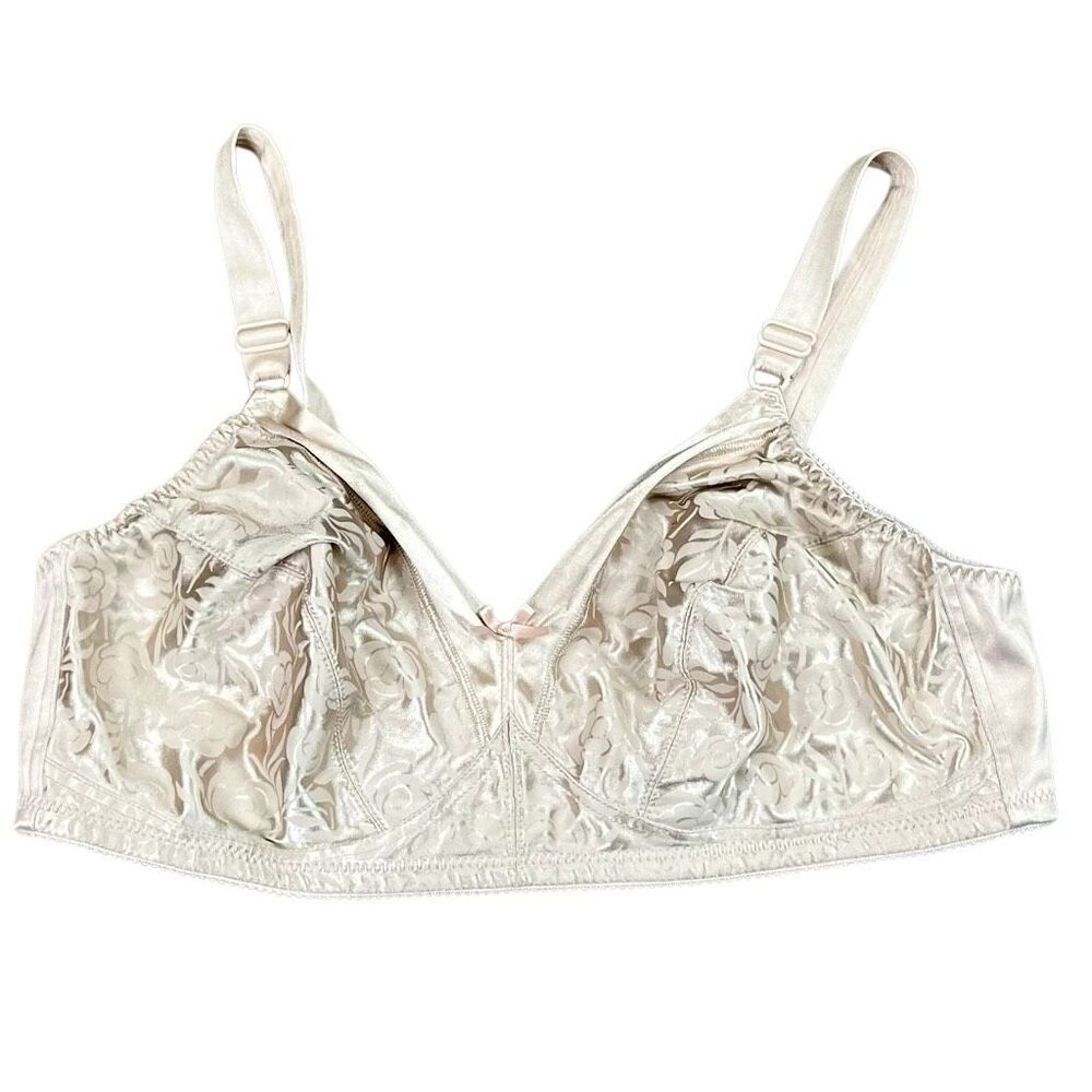 Just My Size Cream Satin Stretch Wirefree Bra 42C
